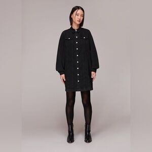 Whistles Rosanna Denim Shirt Dress or Shacket Washed Black 8 UK Designer 🖤